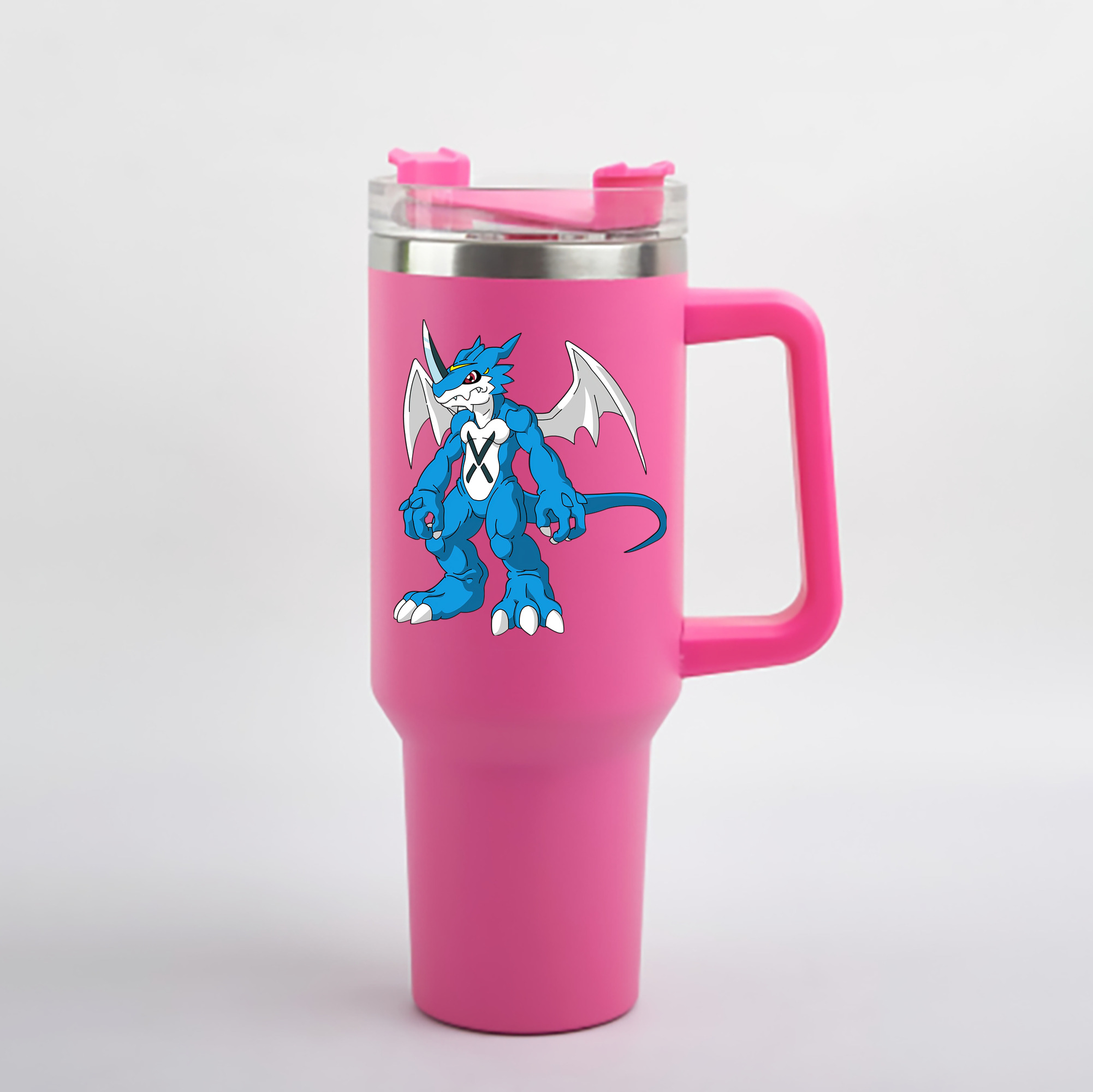 （画像用） Digimon デジタルモンスター/デジモン 1200mL車用タンブラー - クリスタルステッカー（プラスチックストロー付き）